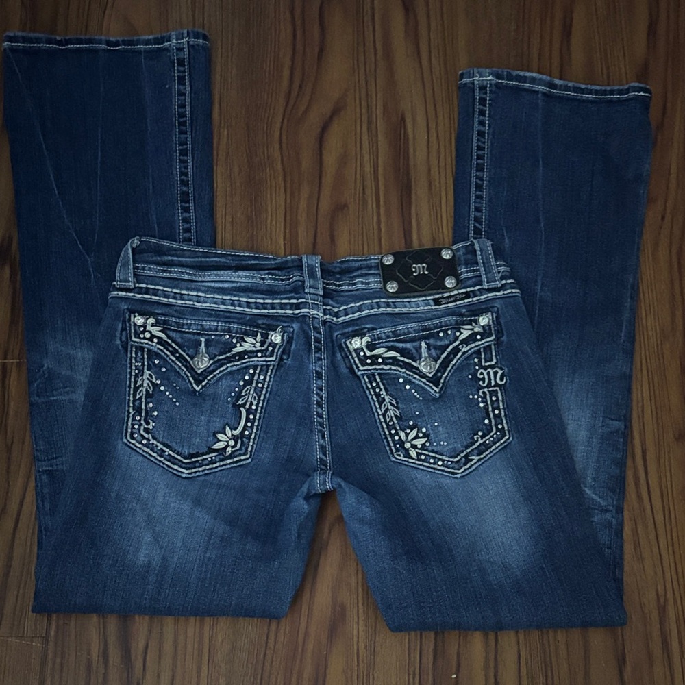 Miss Me Dark Blue Embellished Flare Jeans